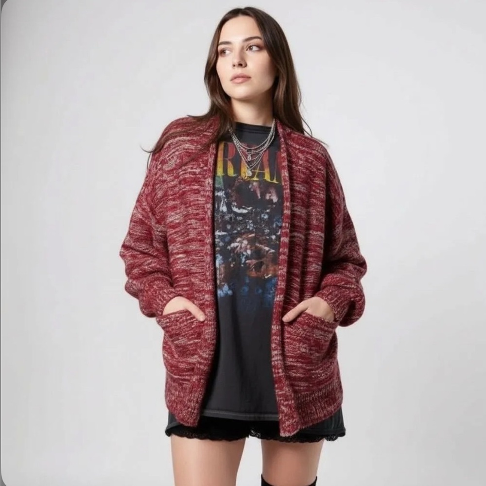 Sz XS Urban Outfitters $89 MSRP Preloved Red Heathered Cardigan